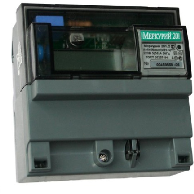 Счетчик электроэнергии Меркурий 201.2 однофазный однотарифный, 560, класс точности 1.0, D, ЖКИ, импульсный выход