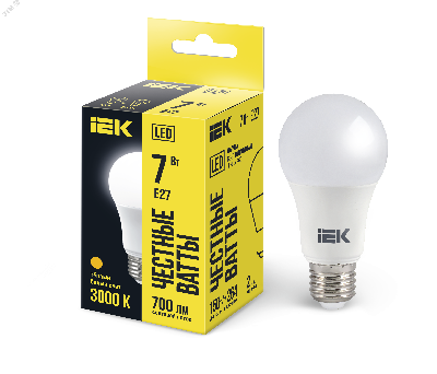 Лампа светодиодная LED 7вт E27 тепло-белый ECO