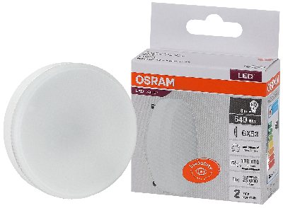 Лампа светодиодная LED 8 Вт GX53 4000К 640Лм таблетка 220 В (замена 60Вт) OSRAM