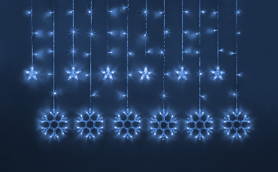 Гирлянда новогодняя светодиодная NGF-D032-03 бахрома звезды и снежинки Blue 2.5*1м IP20