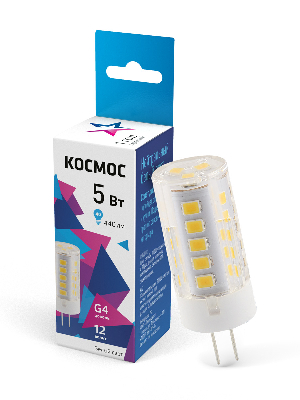 Лампа светодиодная LED 5Вт 12В G4 4500К белый, силикон, 440 лм