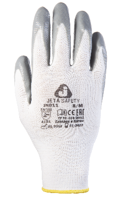 Защитные перчатки, полиэстер, нитрил. покр., серые, размер XL 12 пар.