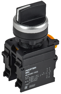 Переключатель 2 полож. возвр. 1NO+1NC чёрный MASTER