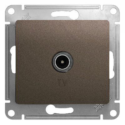 GLOSSA Розетка телевизионная TV проходная 4DB шоколад в рамку