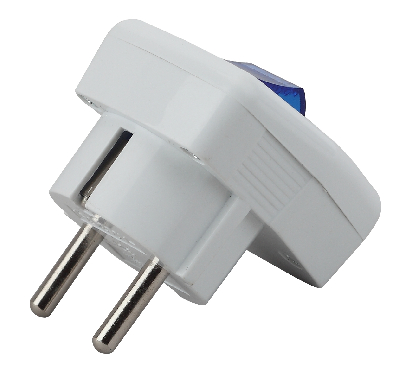 Вилка с/з с выключателем 16 A белая Vx5-W 24/384/3072