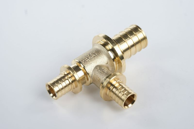 Тройник 25х16х16 переходной, аксиальный, латунь DZR