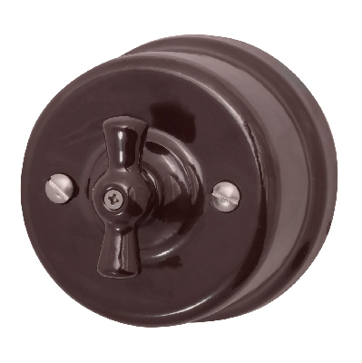 Выключатель Лизетта 1кл. проходной, керамика, цвет коричневый