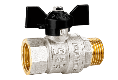 Кран шаровой латунный никелированный 47.32.В-Н.Б Ду 32 Ру 25 бабочка