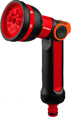 Пистолет поливочный N-8 с регулятором напора, 8 режимов, двухкомпонентный