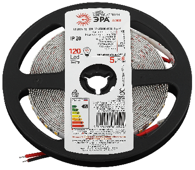 Лента светодиодная 12Вт/м 12В 3500К IP20 120LED/м 2835-120-3500K-12-12-8-IP20-1 year