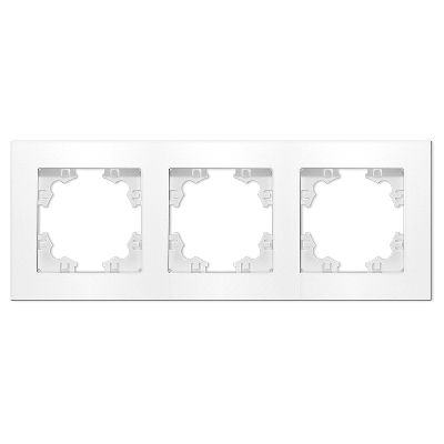 Рамка трехместная горизонтальная серия Афина белая (еврослот)