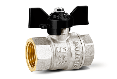 Кран шаровой латунный никелированный 47.32.В-В.Б Ду 32 Ру 25 бабочка