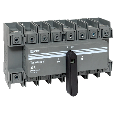 Рубильник 40A 4P реверсивный c рукояткой для прямой установки TwinBlock