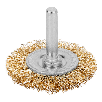 Щетка для дрели, 50 мм, плоская со шпилькой, латунированная витая проволока