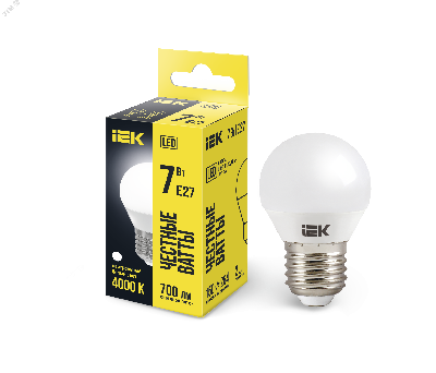 Лампа светодиодная LED 7вт E27 белый матовый шар ECO