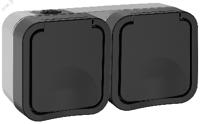 Розетка 2-местная горизонтальная TORS 16А IP55 графит
