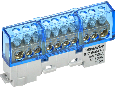 TEKFOR Шина N ноль изолированная на универсальном держателе 8х12-10-С IEK