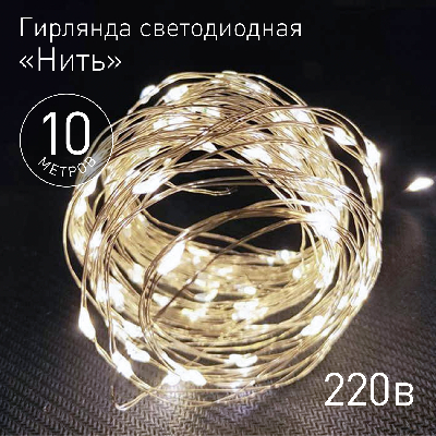 Гирлянда LED Нить 10 м теплый свет 220V ENIN -10NW