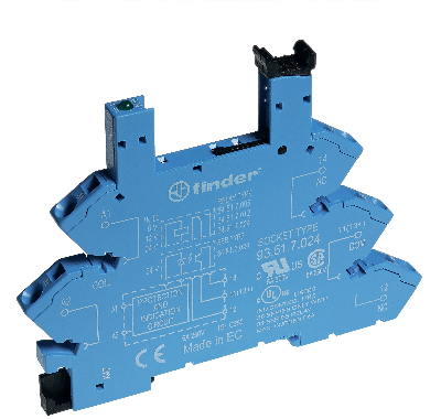 Розетка с безвинтовыми клеммами (пружинный зажим) для реле 34 серии, питание 24В DC, в комплекте пластиковая клипса, опции: LED
