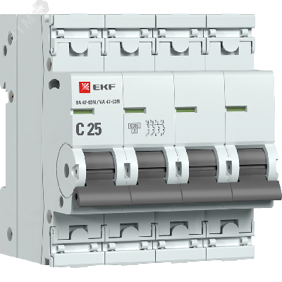Автоматический выключатель 4P 25А (C) 6кА ВА 47-63N PROxima