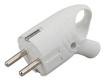 Вилка с/з угловая с кольцом 16 A белая 24/480/5760 Vx4-W