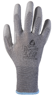 Серые защитные перчатки, полиэфир, полиурет. покр., размер L (12 пар)