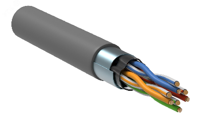 Витая пара F/UTP кат.5E 4х2х24AWG solid LSZH      нг(А)-HF серый (305м)