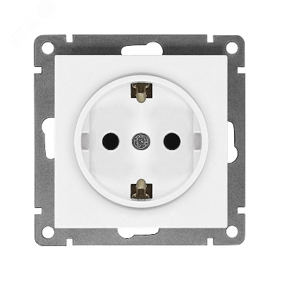 Розетка одноместная серия Афинас/з, с/у, 16А, 220В, белая (еврослот)