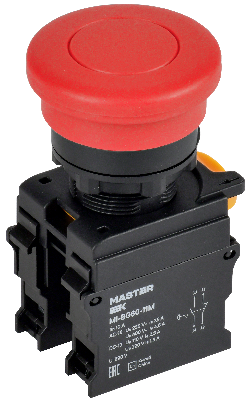 Кнопка ''Грибок'' без фиксации. d - 22 мм 1NO+1NC красная MASTER