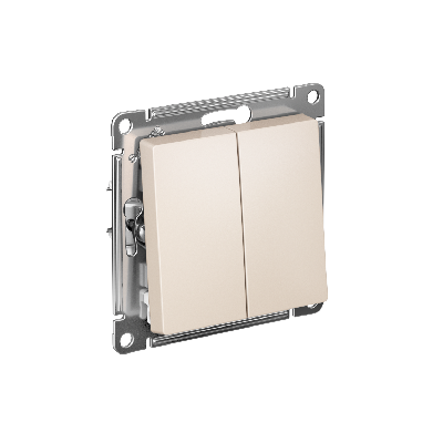 ATLASDESIGN 2-клавишный ПЕРЕКЛЮЧАТЕЛЬ, сх.6/2, 10АХ, быстрозажимные клеммы, БЕЖЕВЫЙ