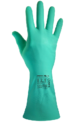Перчатки химостойкие нитрильные с внутренним хлопковым напылением, толщина 0,35 мм,  зелёные ArmProtect NL600,  р.XL (10)