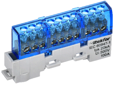 TEKFOR Шина N ноль изолированная на универсальном держателе 6х9-10-С IEK