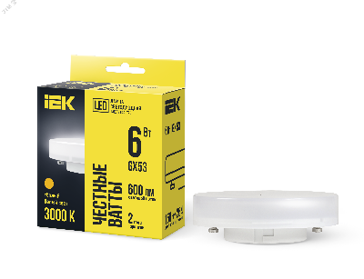 Лампа светодиодная LED 6вт GX53 тепло-белый таблетка ECO