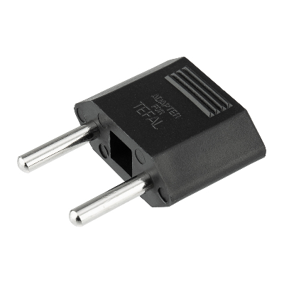 Адаптер сетевой переходник с Евро А/F на тонкую вилку С1 плоский Тефаль 6 А без заземления черный 1 уп – 1 шт