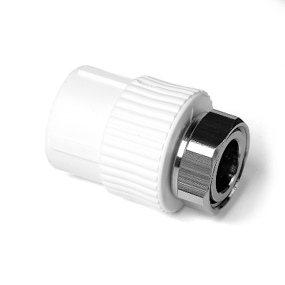 Муфта комбинированная 20x1/2' ВР, накидная гайка, полипропиленовая PPR белая