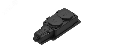 Колодка 2х розетка 2К+З каучуковая 16А/250В IP44 Чёрная MultiSet