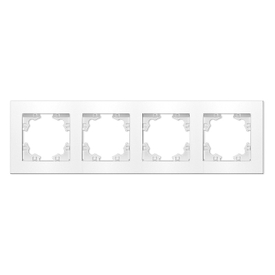 Рамка четырехместная горизонтальная серия Афина белая (еврослот)