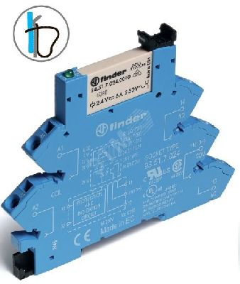 Модуль интерфейсный (сборка 34.51.7.024.0010 + 93.51.7.024), электромеханическое реле, 1CO 6A, контакты AgNi, питание 24В DC (чувствит.), категория защиты IP20, безвинтовые клеммы (пружинный зажим)