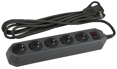 Фильтр сетевой USF-5es-1.5m-B базовая защита, с/з, с выключателем, 5гн, 1,5м, ПВС, 10А, со UUSF-5es-1.5m-B