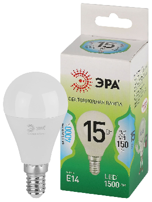 Лампа светодиодная LED 15 Вт 1500Лм 4000К шар нейтральный E14 220-240В LED P45-15W-840-E14 Green Line