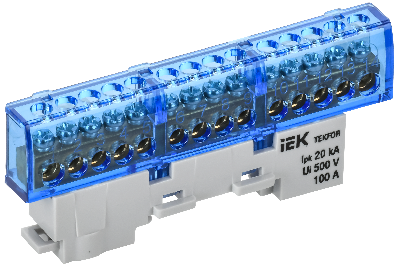 TEKFOR Шина N ноль изолированная на универсальном держателе 6х9-14-С IEK