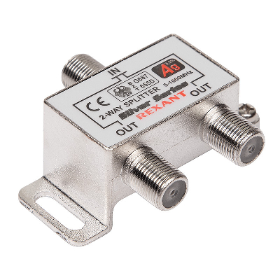 Делитель ТВ x 2 под F разъем 5-1000МГц Silver (3 F-разъема в комплекте)