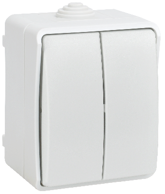 FORS Выключатель 2-клавишный для открытой установки 10А IP54 ВС20-2-0-ФБ белый ФОРС