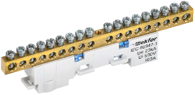 TEKFOR Шина N ноль неизолированная на универсальном держателе 6х9-18-С IEK