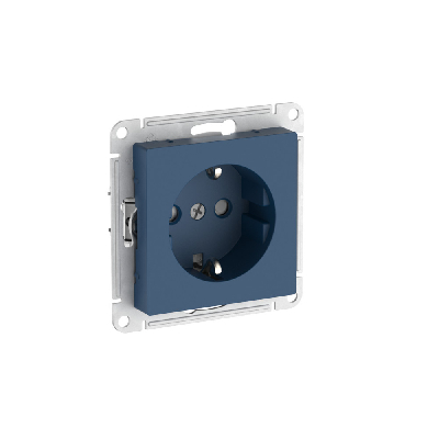 ATLASDESIGN РОЗЕТКА с заземлением со шторками, 16А, быстрозажимные клеммы, АКВАМАРИН