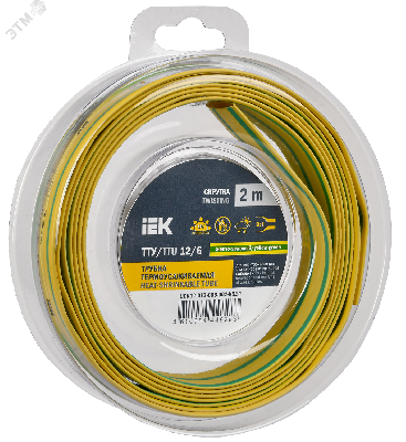 Трубка термоусадочная ТТУ нг-LS 12/6 желто-зеленая (2м/упак) IEK