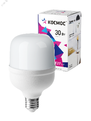 Лампа светодиодная LED 30Вт 220В Е27 D80х135 4500К белый 2650 лм Космос