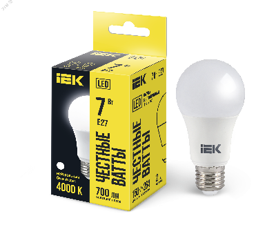 Лампа светодиодная LED 7вт E27 белый ECO