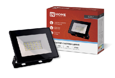 Прожектор светодиодный СДО-7 30 Вт 6500К IP65 черный IN HOME