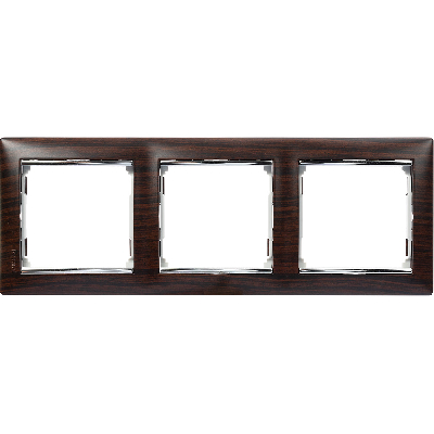 VALENA Рамка 3 поста горизонтальный монтаж темное дерево/серебро